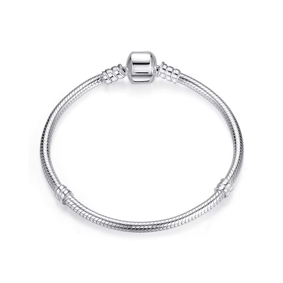 GENERICO - Pulsera Plateada de Acero para Charms 20 CM