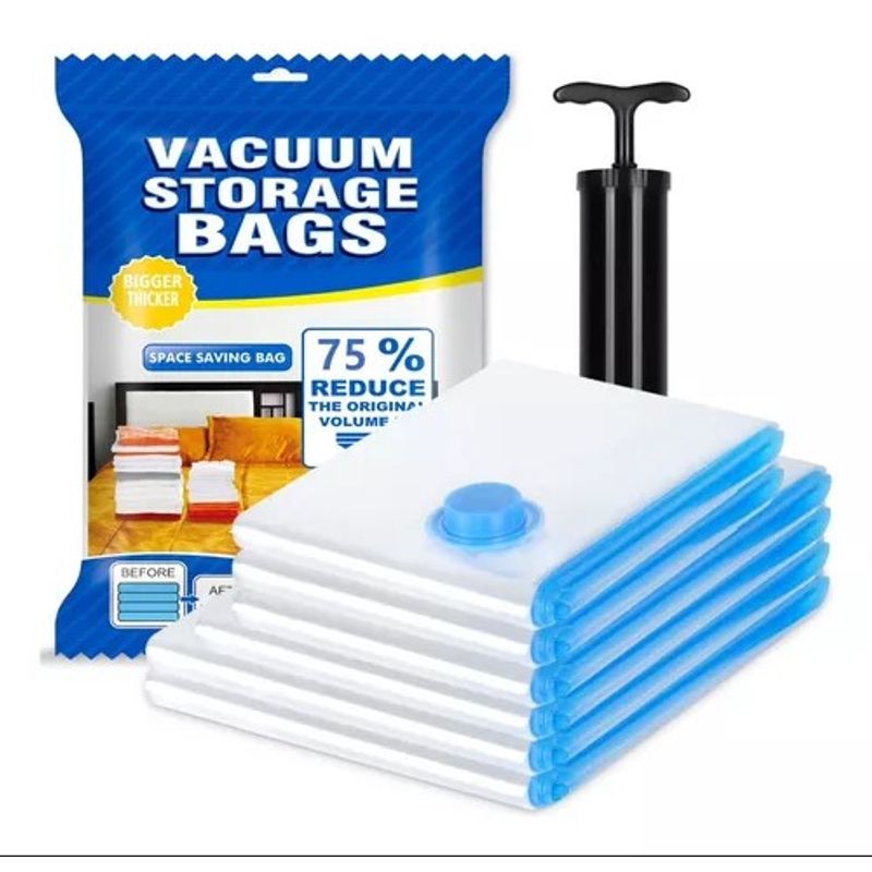 GENERICO - Pack 5 Bolsas Organizadoras Al Vacio Con Bomba Manual