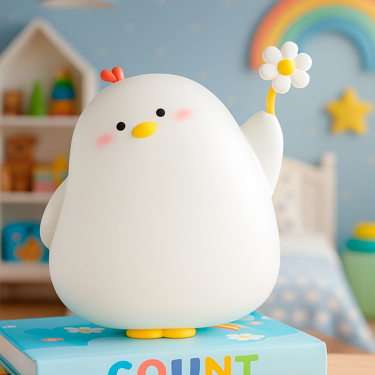 GENERICO - Lámpara Pollo espanta cuco Led niños touch silicona espantacuco