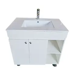 MODERN SPACE - Mueble Vanitorio 80x47 Cm Blanco Loza Plana Con Patas