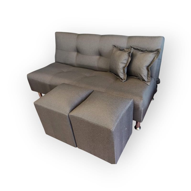 GENERICO - FUTON CAMA GRIS LINO - 150 DE LARGO