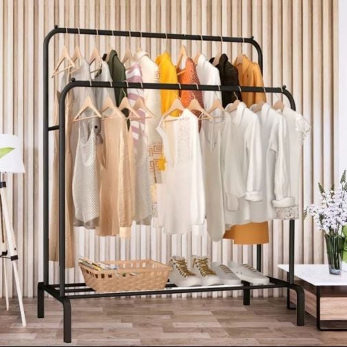 GENERICO - Perchero Colgador Doble Exhibidor De Ropa Metálico Closet