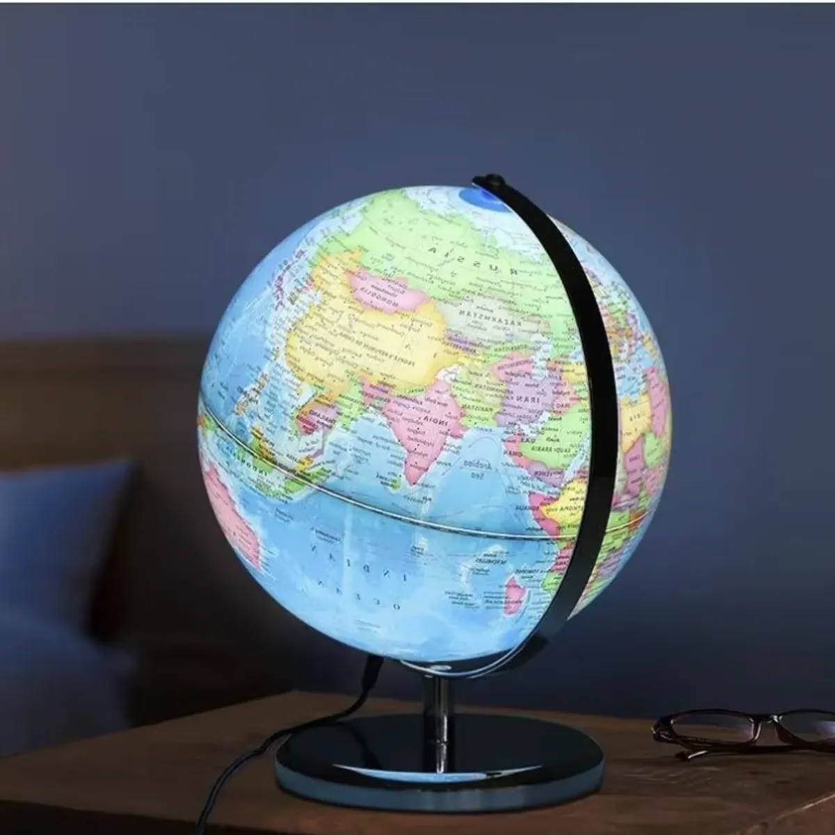 GENERICO - Globo Terráqueo Iluminado LED 360° Decorativo Educativo Escritorio