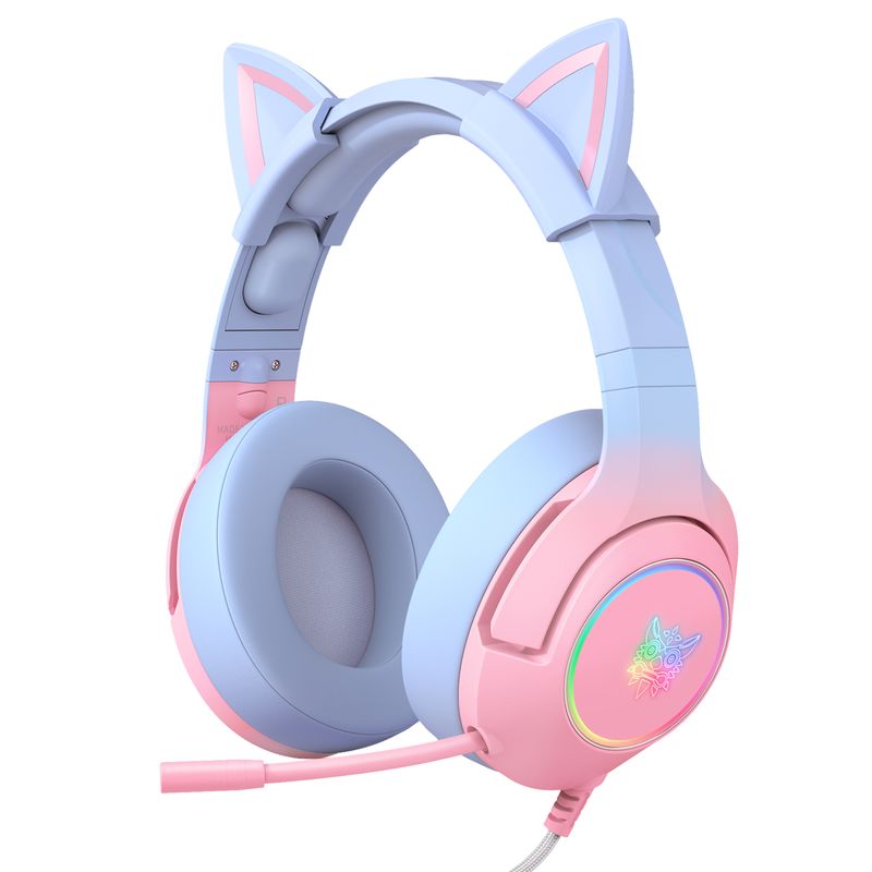 ONIKUMA - Aurífonos Gamer Onikuma K9 Micrófono Cat Pink Blue 3.5 New