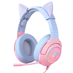 ONIKUMA - Aurífonos Gamer K9 Micrófono Cat Pink Blue 3.5 New