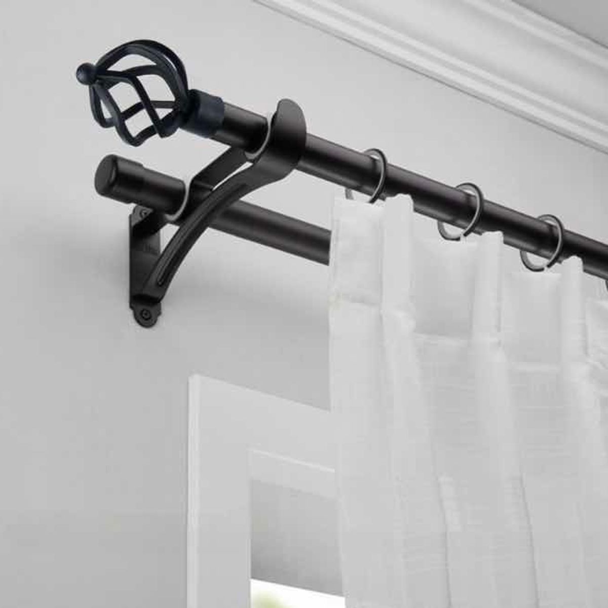 UNICO - Barra De Cortina Doble Nórdica Extensible 160x310cm CONICO