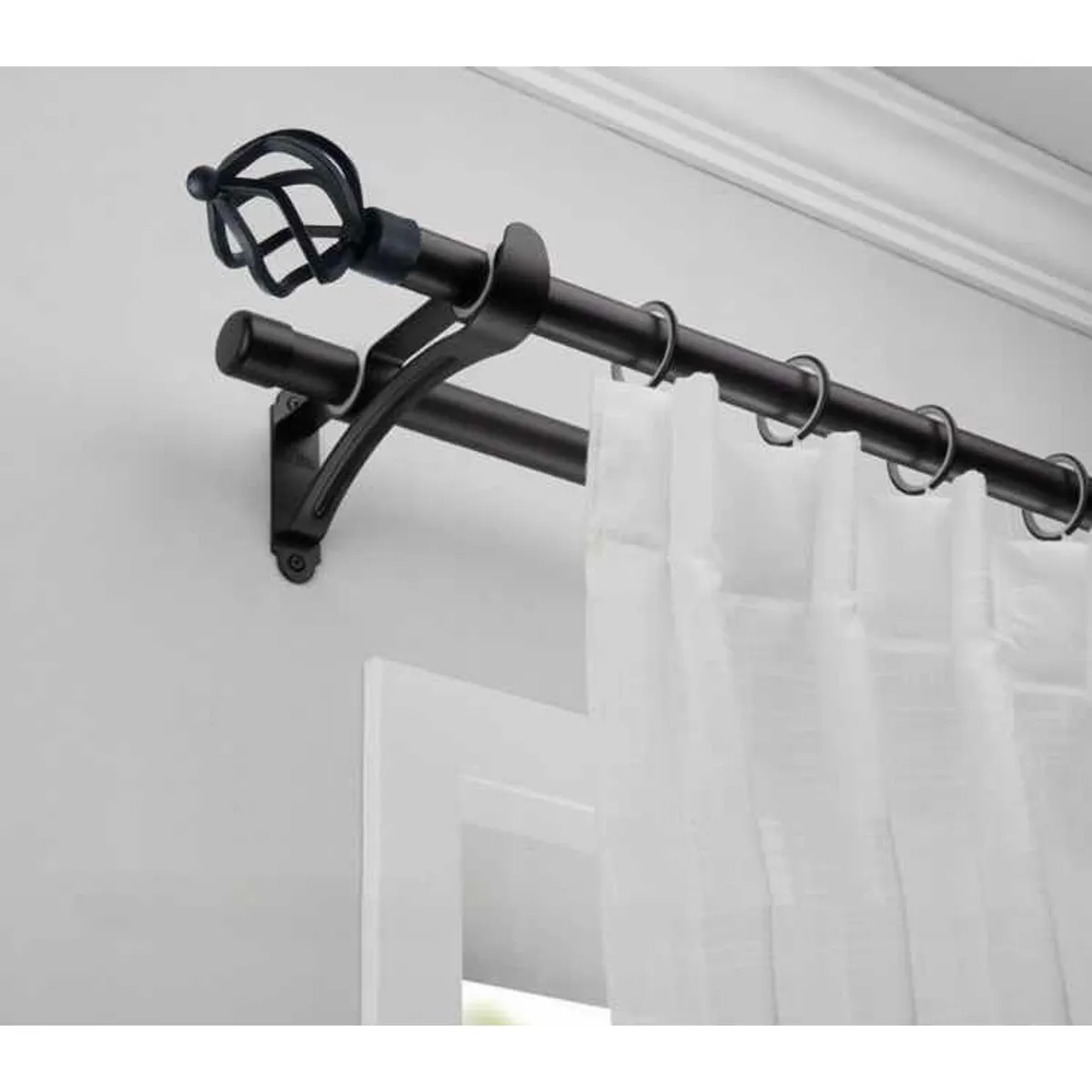 UNICO - Barra De Cortina Doble Nórdica Extensible 160x310cm CONICO