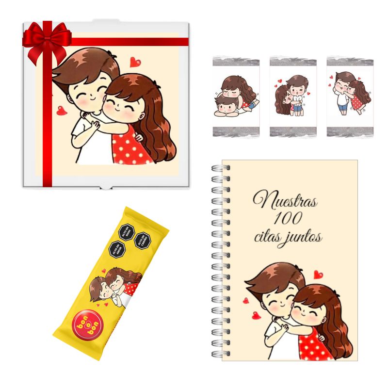GENERICO - Agenda 100 Citas San Valentín Día Enamorados + chocolates