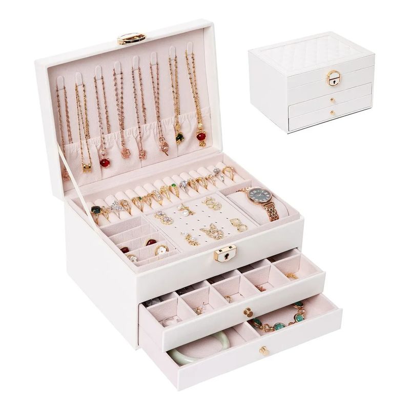 EVERSO - Organizador Joyas Estuche Joyero Portátil Viaje Exhibidor 2 Niveles