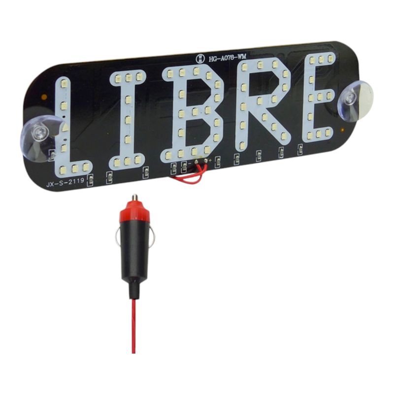 GENERICO - Letrero Libre De 58 LED Para Taxi 12V luz roja