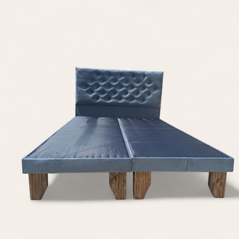 GENERICO - CAMA TIPO AMERICANA 2 PLAZAS  GRIS FELPA