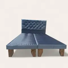 GENERICO - CAMA TIPO AMERICANA 2 PLAZAS GRIS FELPA