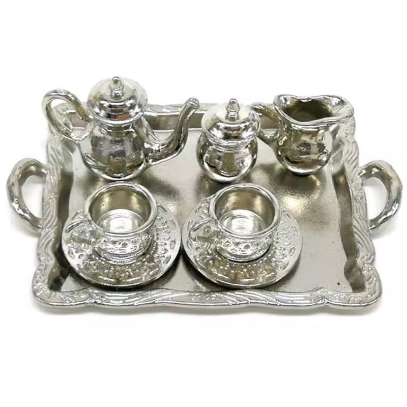 GENERICO - Set coleccion de miniaturas de té de metal. Tamaño 1 a 5 cm