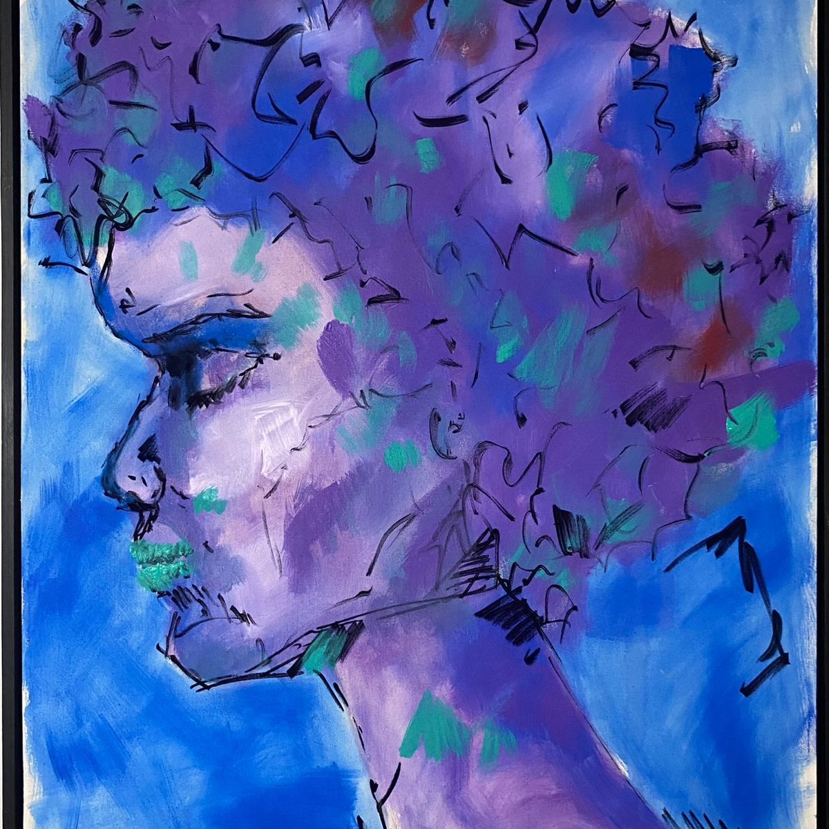 GENERICO - Cuadro Retrato Mujer Expresionista Acrílico Sobre Lienzo  90x70