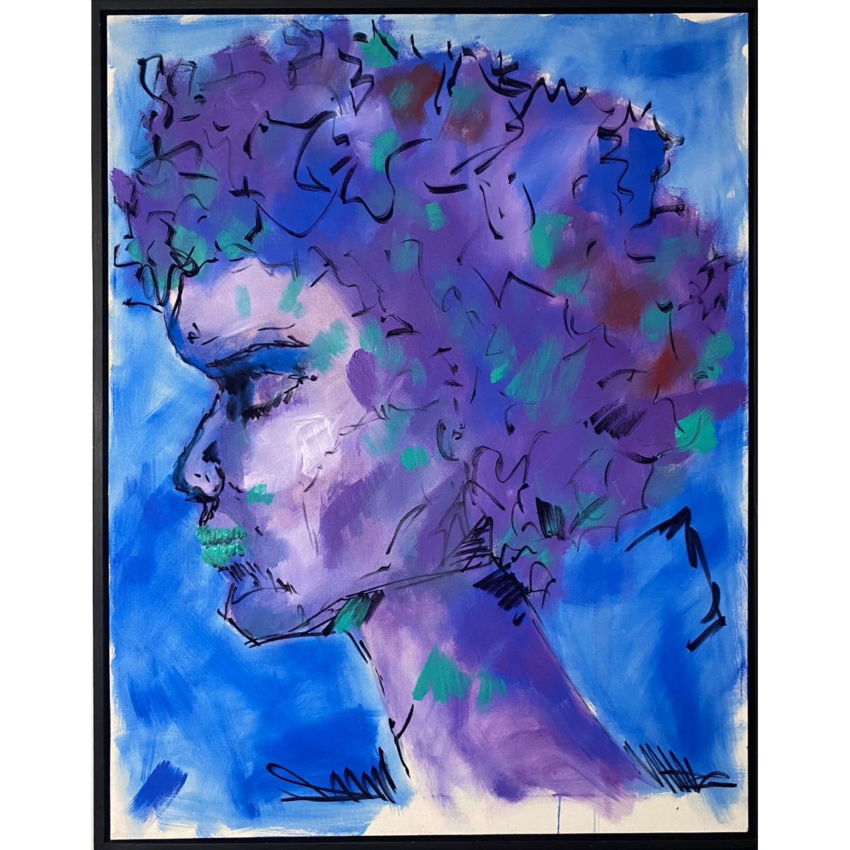 GENERICO - Cuadro Retrato Mujer Expresionista Acrílico Sobre Lienzo  90x70