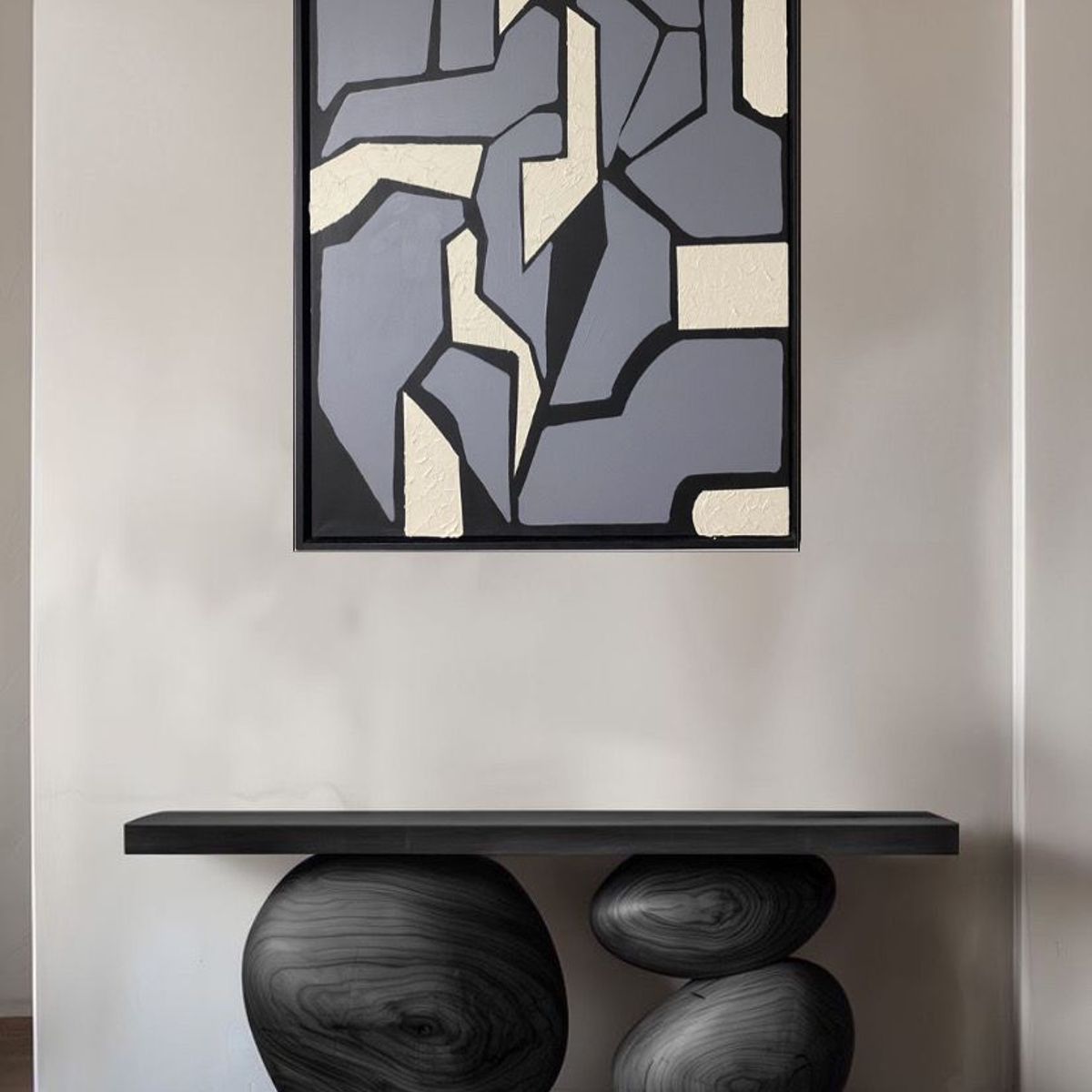 GENERICO - Cuadro Genérico Abstracto Geométrico Texturizado Acrílico 90x70 Pintado a mano