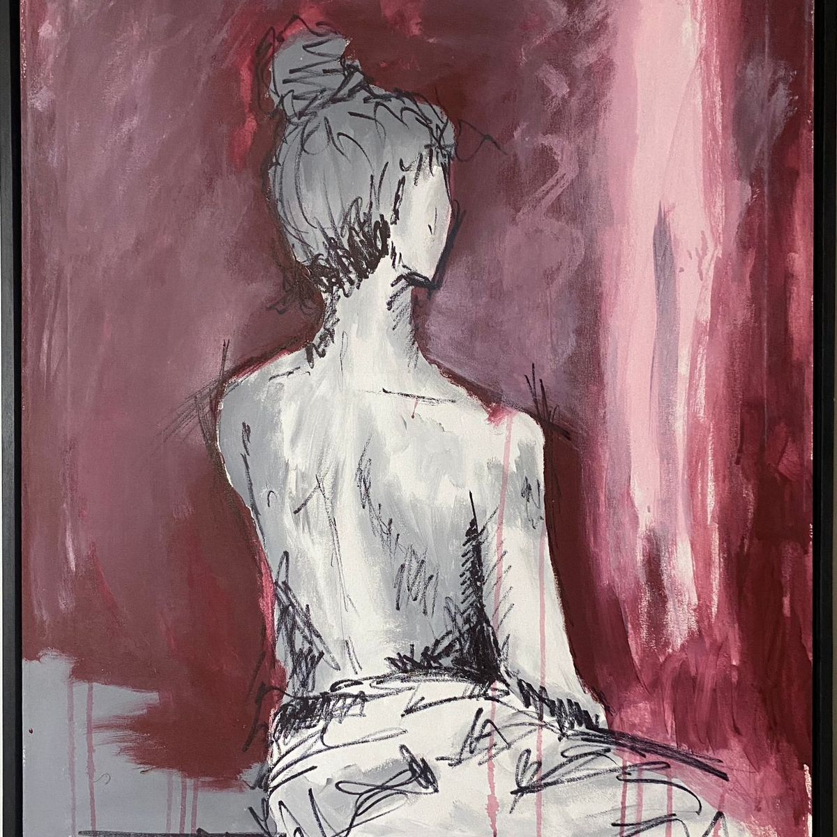 GENERICO - Cuadro Retrato Femenino Acrílico Trazos Sueltos 90x70