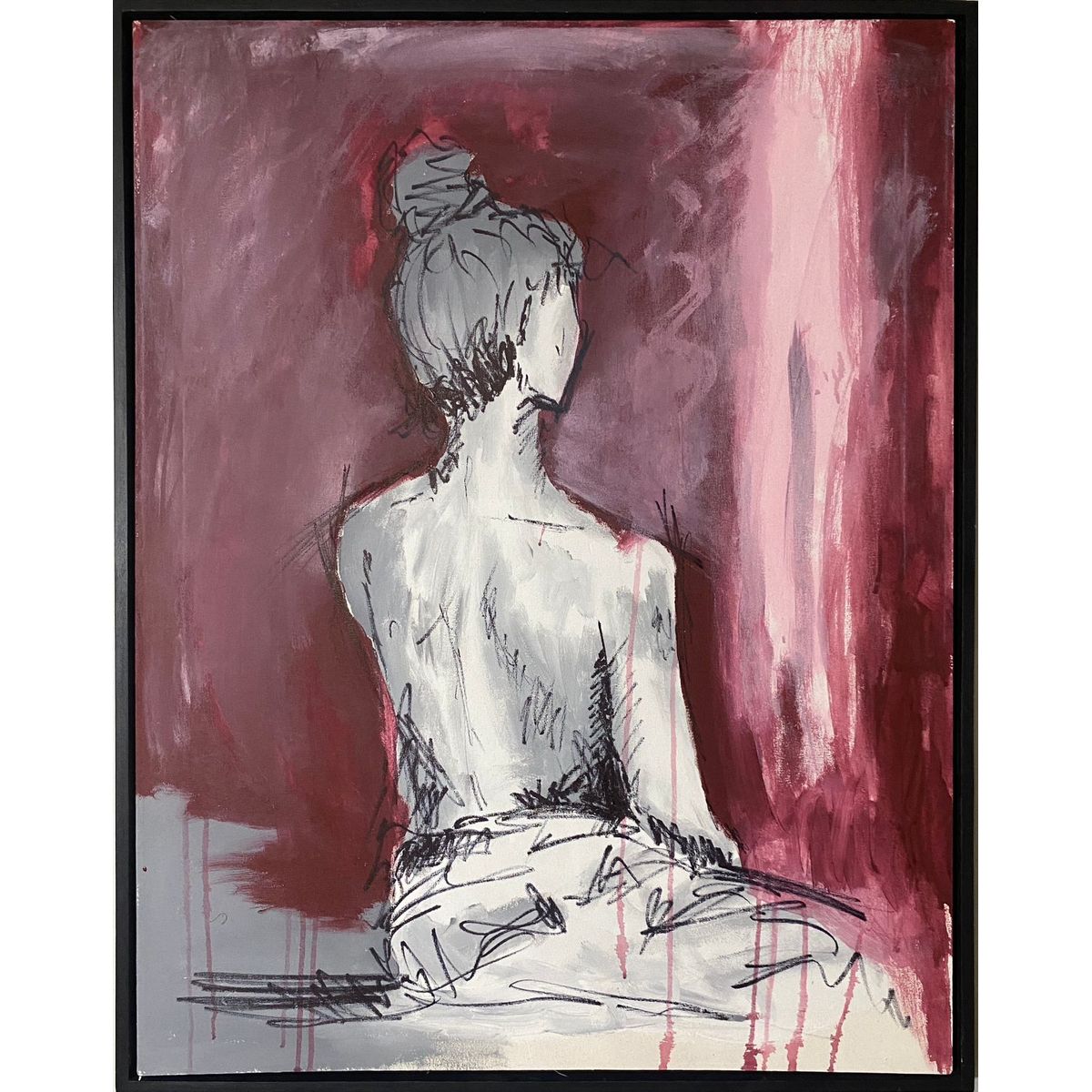 GENERICO - Cuadro Retrato Femenino Acrílico Trazos Sueltos 90x70