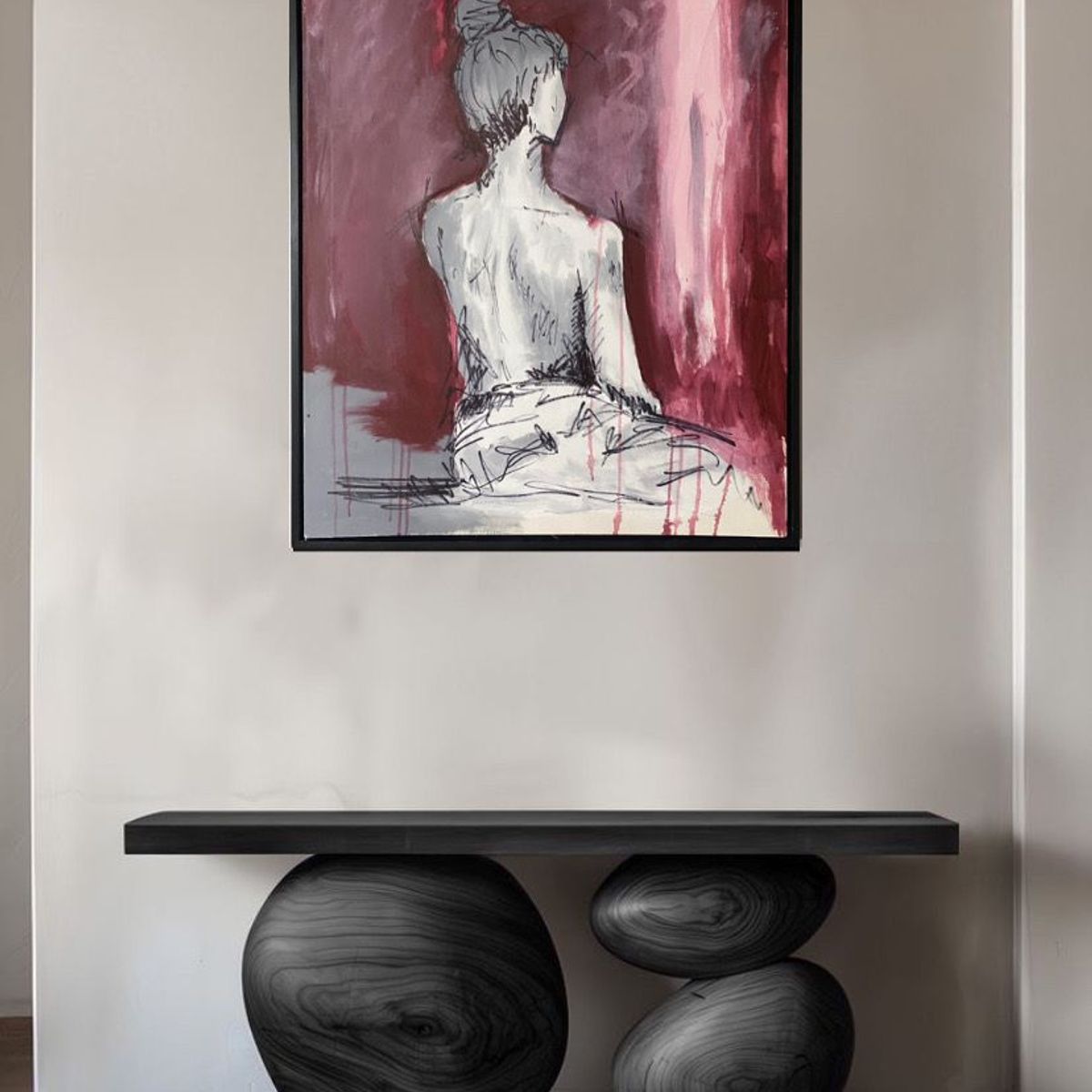 GENERICO - Cuadro Retrato Femenino Acrílico Trazos Sueltos 90x70