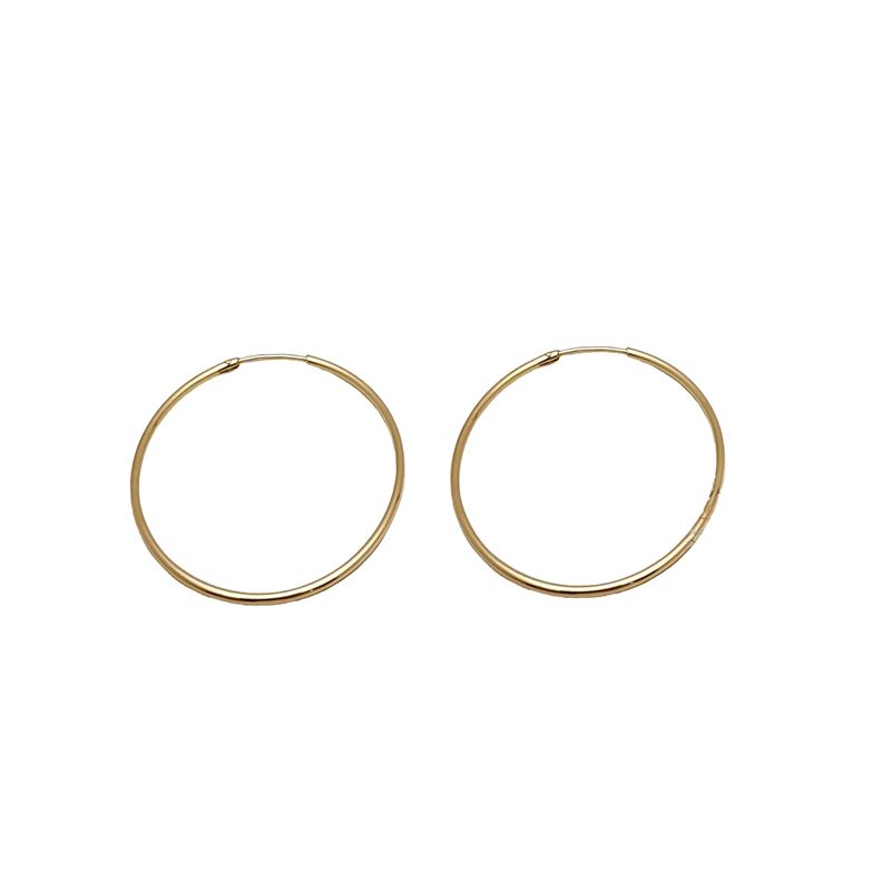 JOYAS MYTOKE - Aros Argolla Lisa Grande Oro 18 Kilates Mujer Juvenil Clasica