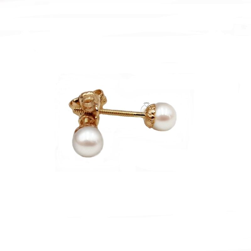 JOYAS MYTOKE - Aros Oro 18k Perla Cultivada Niña Tornillo Mtk