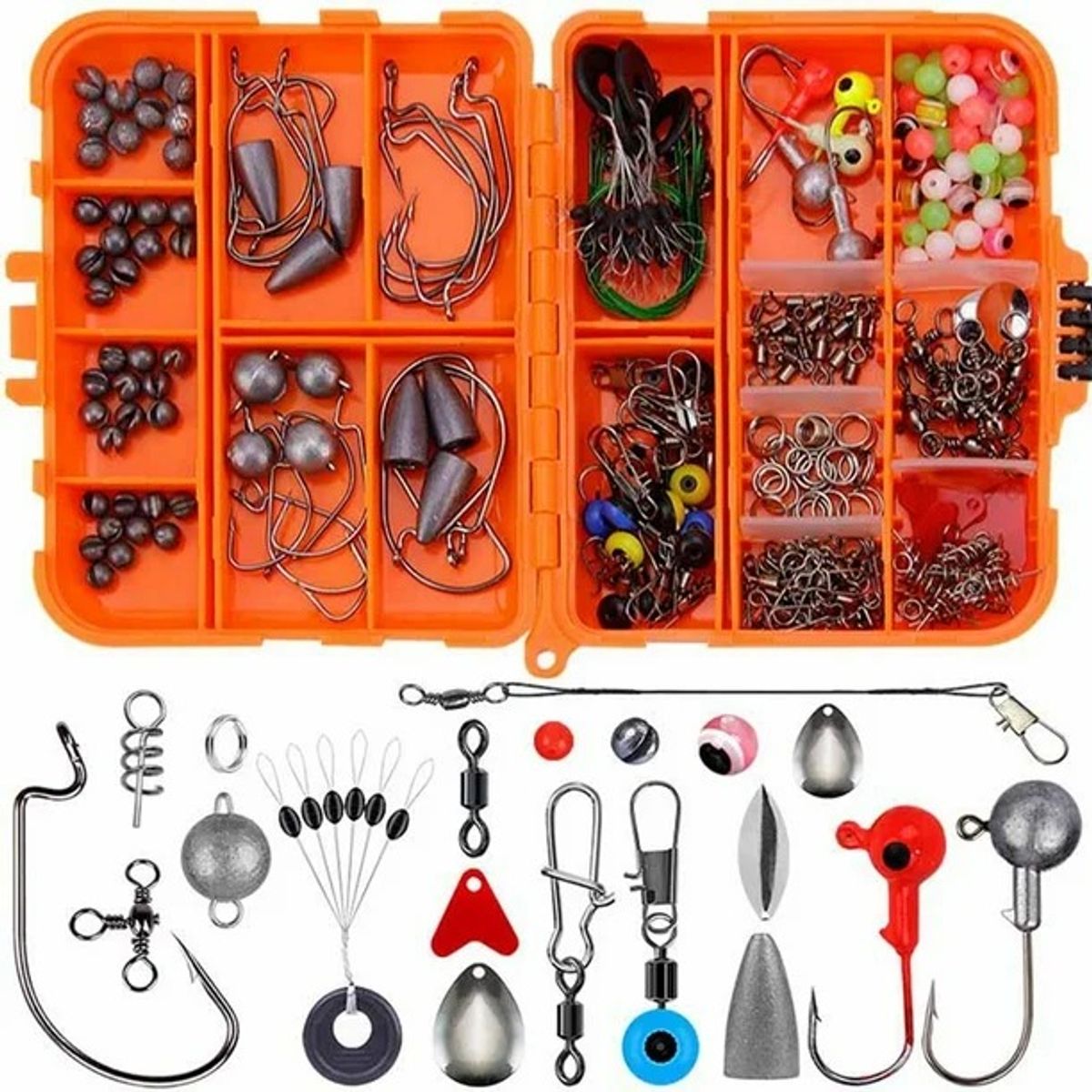 GENERICO - Kit De Accesorios De Anzuelos Pesca Señuelo Caja 257 Pcs