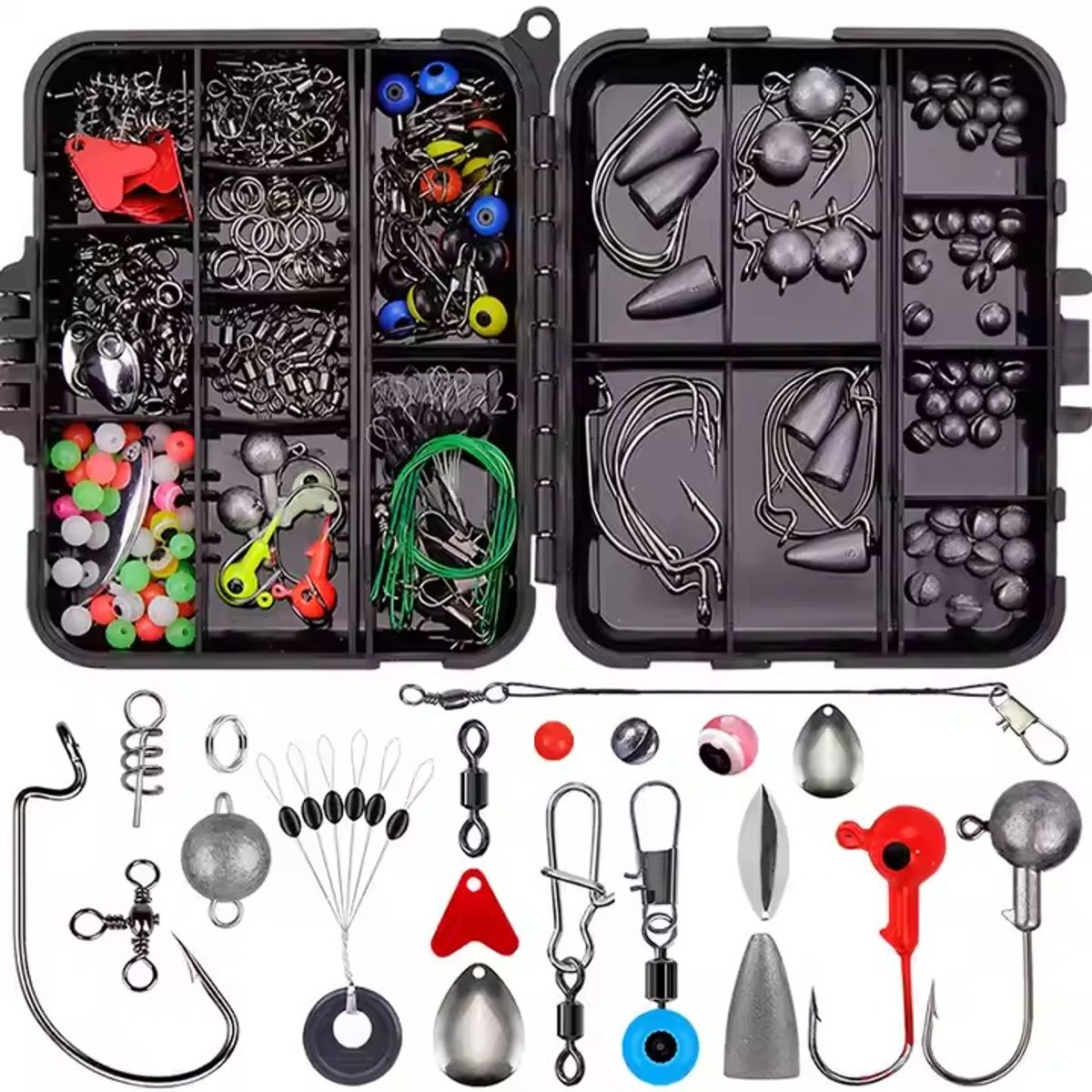 GENERICO - Kit De Accesorios De Anzuelos Pesca Señuelo Caja 257 Pcs