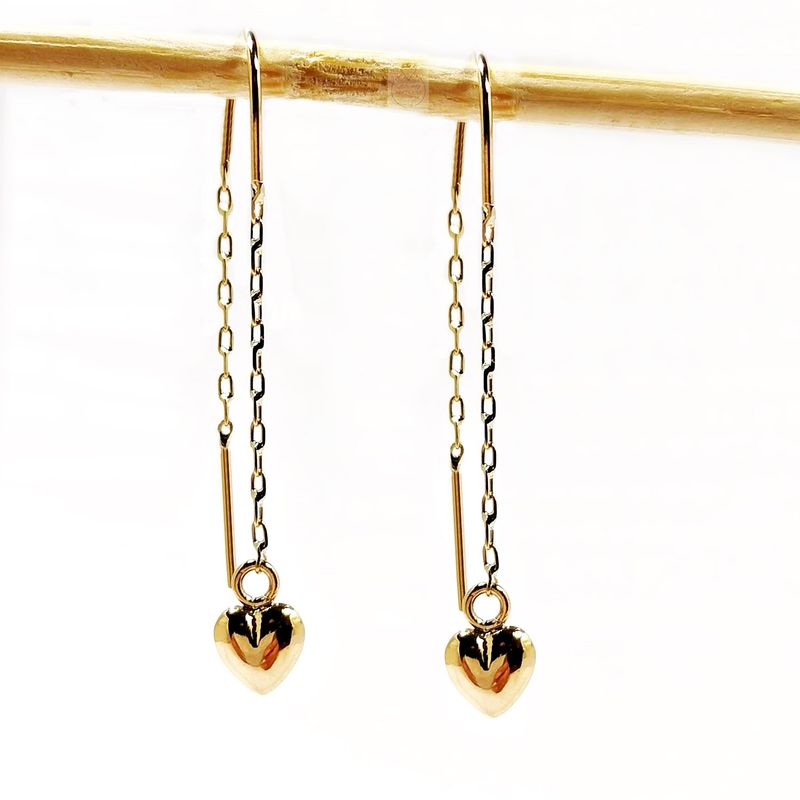 JOYAS MYTOKE - Aros Corazon Cadenita Oro 18 Kilates Mujer Novios Amor