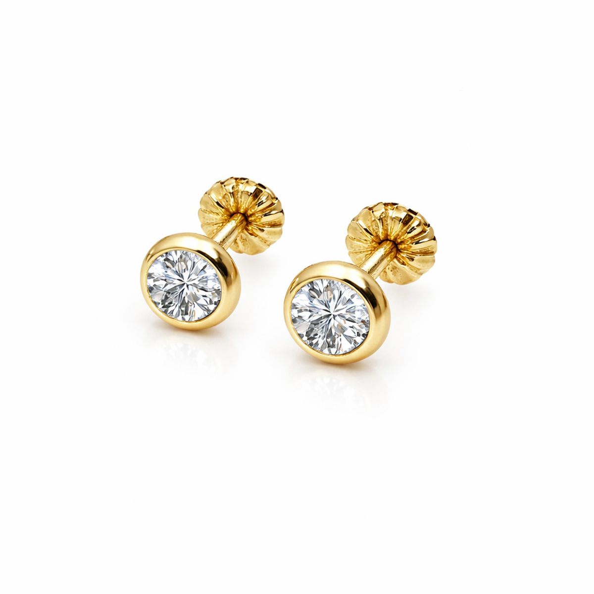 JOYAS MYTOKE - Aros Oro 18 Kilates Garantizado Circon Punto De Luz Mujer