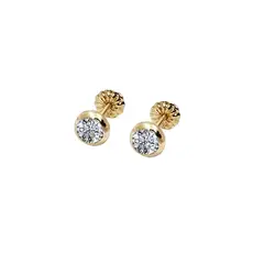 JOYAS MYTOKE - Aros Oro 18 Kilates Garantizado Circon Punto De Luz Mujer