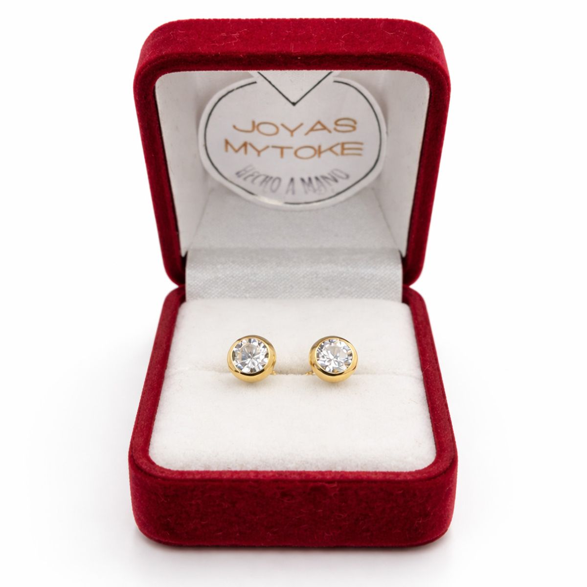 JOYAS MYTOKE - Aros Oro 18 Kilates Garantizado Circon Punto De Luz Mujer