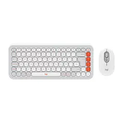 LOGITECH - Pop Icon Combo Teclado y Mouse Color Blanco y Naranja