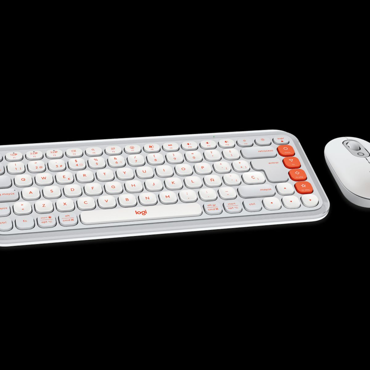 LOGITECH - Logitech Pop Icon, Kit Teclado y Mouse, Inalámbrico, Español, Color Blanco, Naranja