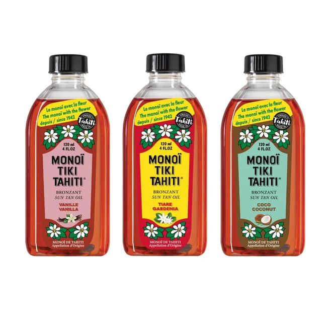 MONOI TIKI TAHITI - Pack 3 Monoi Tiki Tahiti Tiare Vainilla Coco Bronzant 120ml