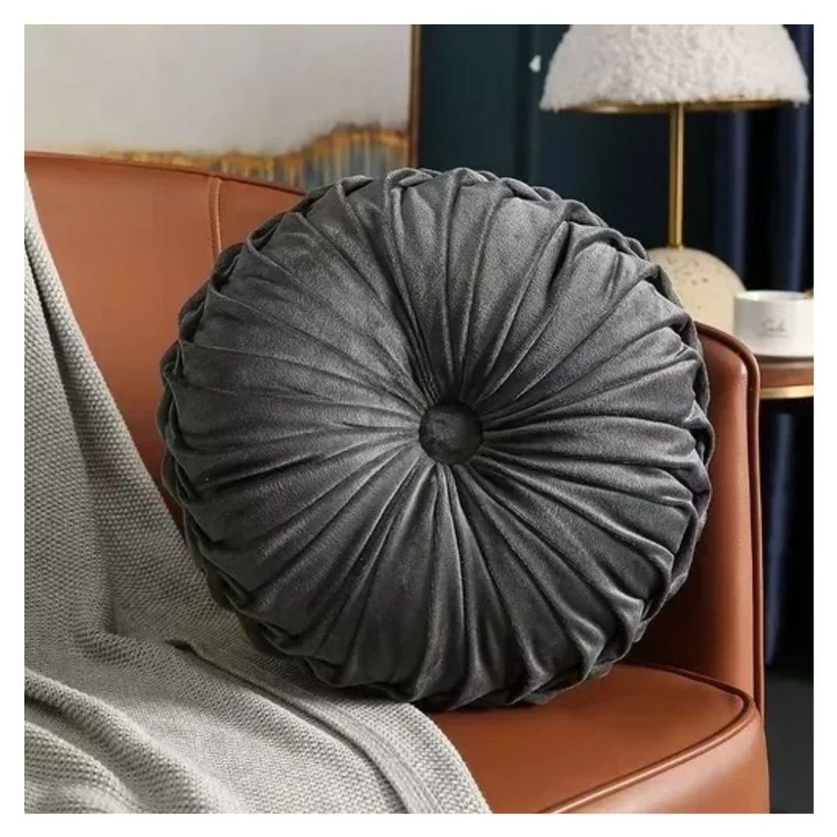 GENERICO - Cojín Velvet Redondo Diametro 38 cm - Gris