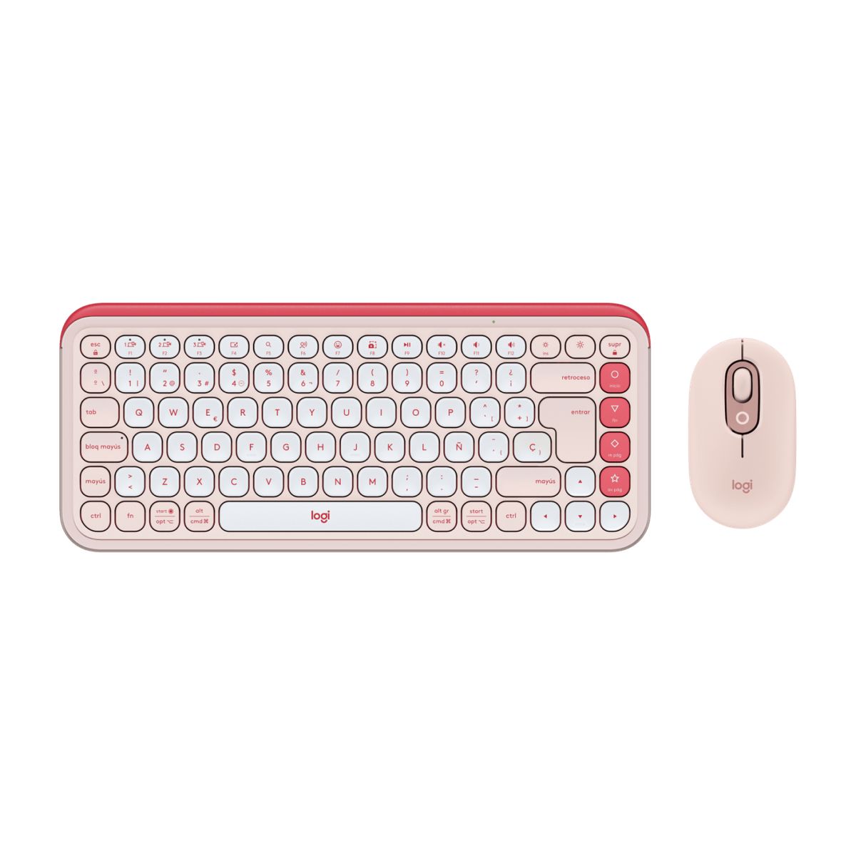 LOGITECH - Logitech Pop Icon Combo Teclado y Mouse Color Rosado y Blanco