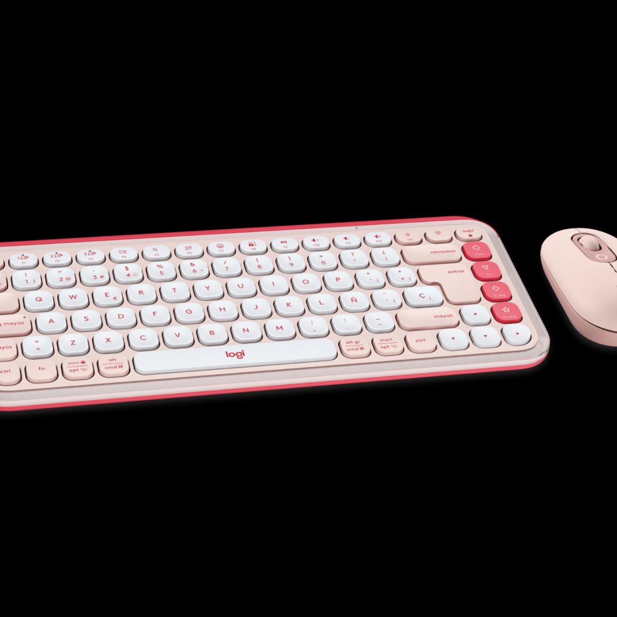 LOGITECH - Logitech Pop Icon Combo Teclado y Mouse Color Rosado y Blanco