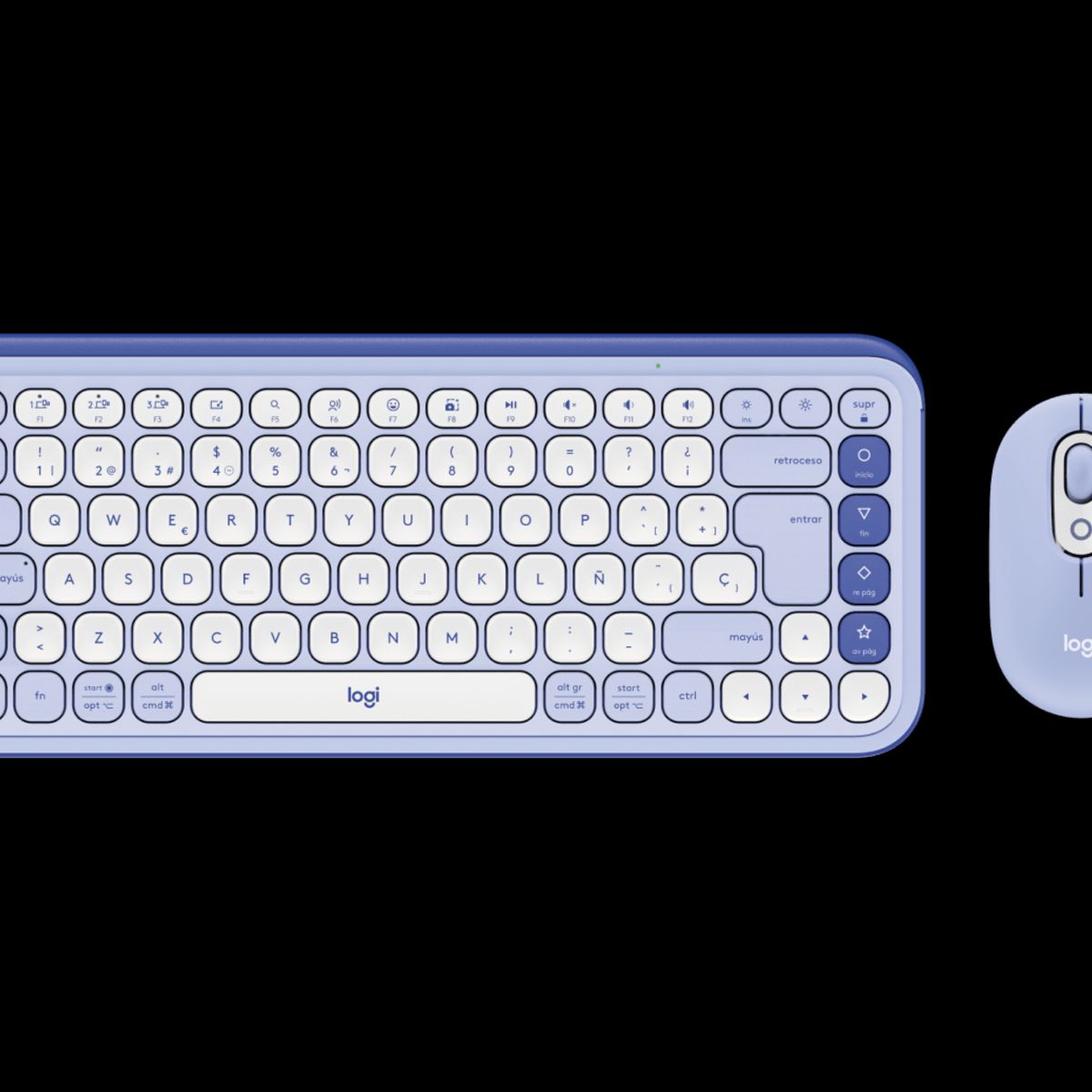 LOGITECH - Kit Logitech Pop Icon Combo, Teclado y Mouse Inalámbricos, Color Lila y Blanco