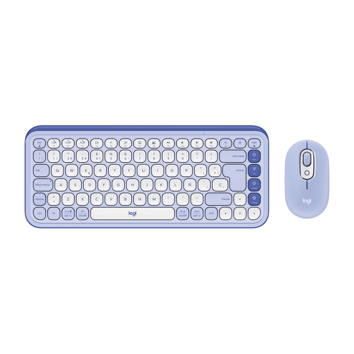 LOGITECH - Kit Logitech Pop Icon Combo, Teclado y Mouse Inalámbricos, Color Lila y Blanco
