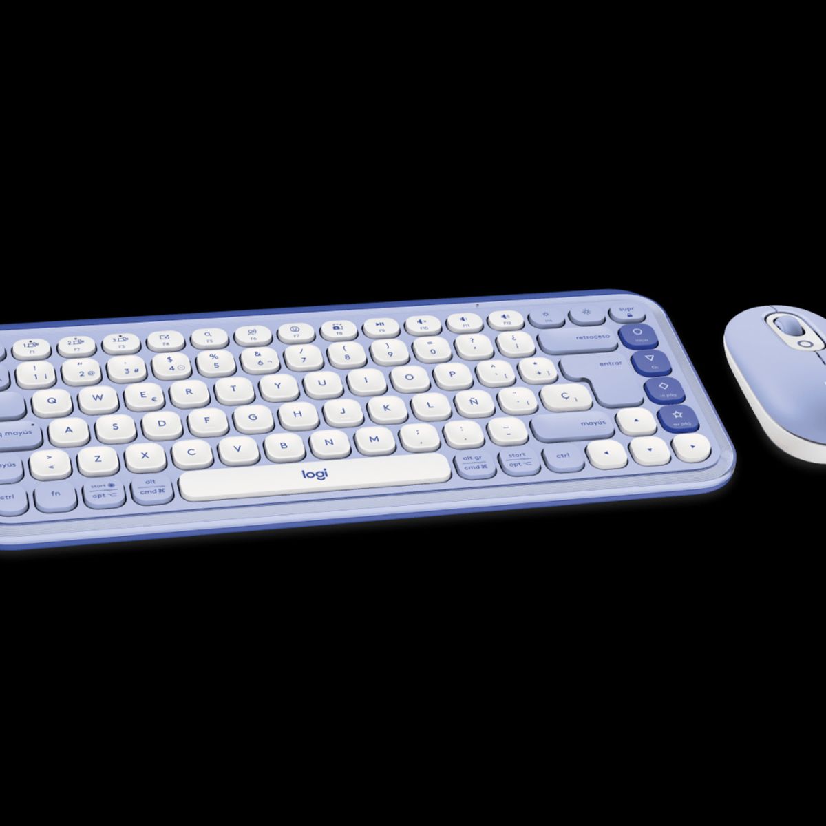 LOGITECH - Kit Logitech Pop Icon Combo, Teclado y Mouse Inalámbricos, Color Lila y Blanco