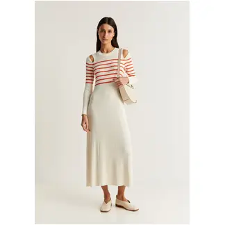 SCALPERS - Vestido Punto Canalé Aberturas Orange Stripes