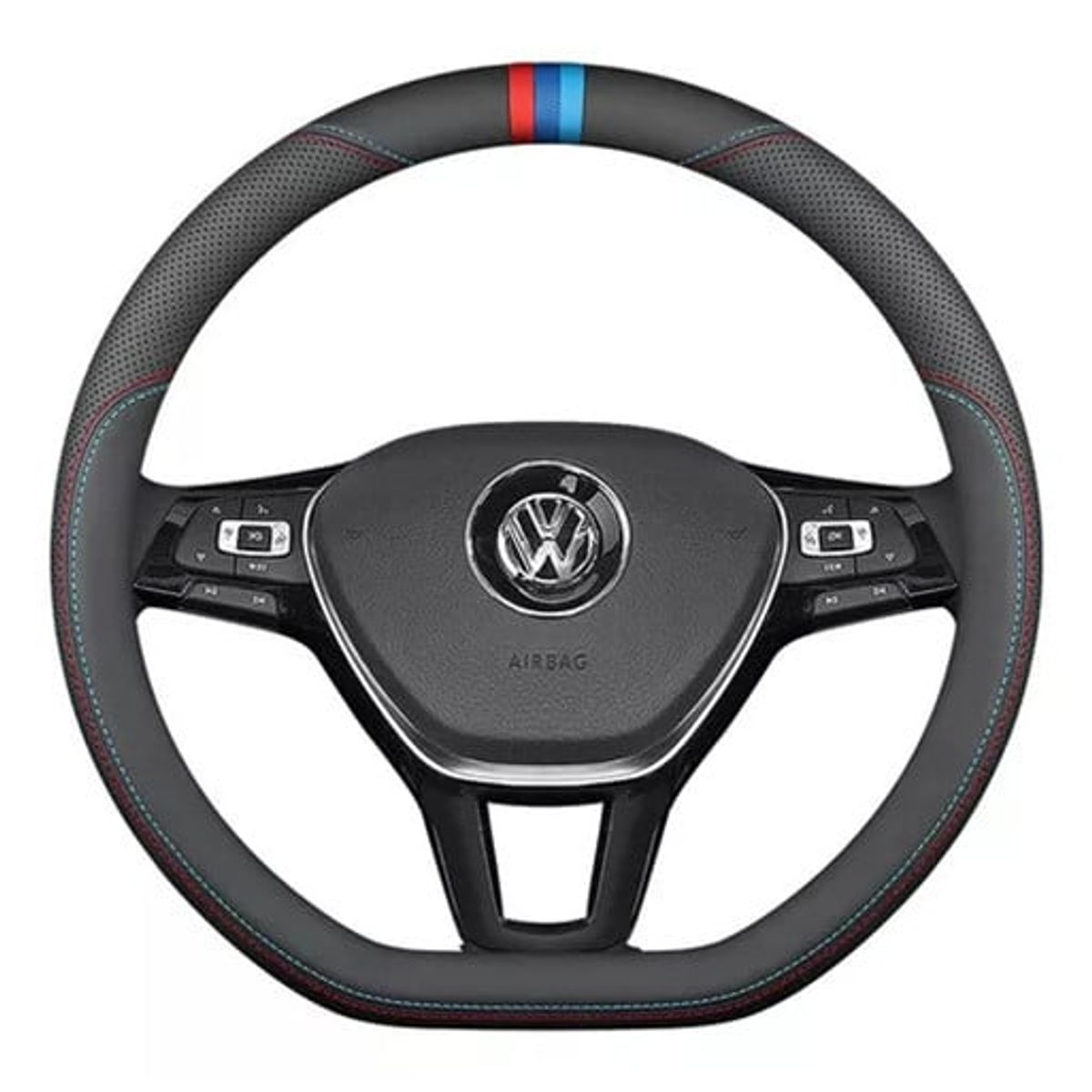 KUANGYE - Fibra De Carbono Funda De Volante Para Volkswagen Tipo D