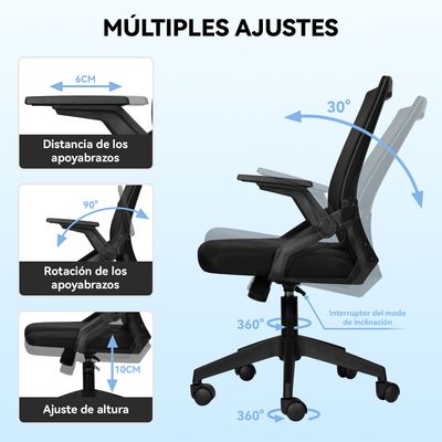 Imagen 2 del producto Set 2 Sillas Carla Ergonómica Asiento De Memoria Silla De Oficina