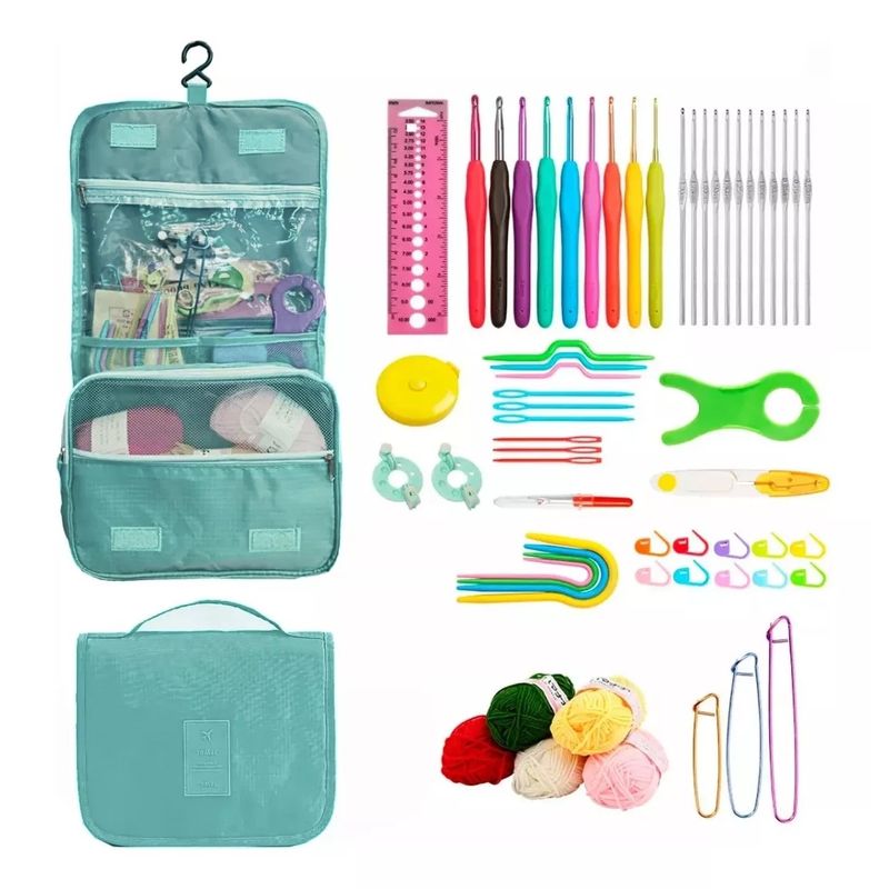 GENERICO - Set Para Tejer Crochet Lanas Y Accesorios Bolsito Exclusivos