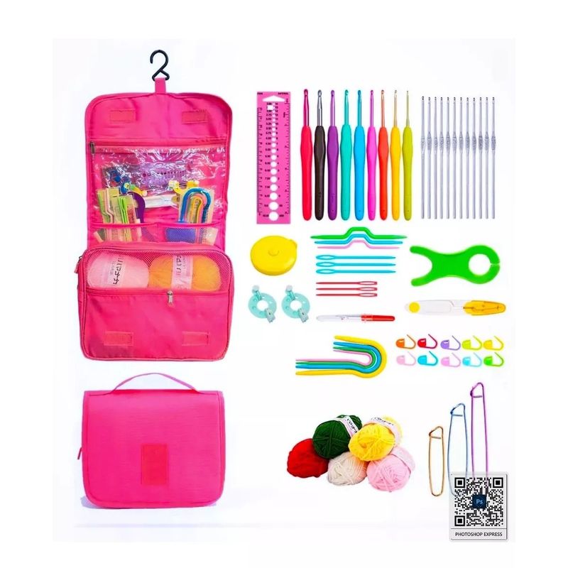 GENERICO - Set Para Tejer Crochet Lanas Y Accesorios Bolsito Exclusivos