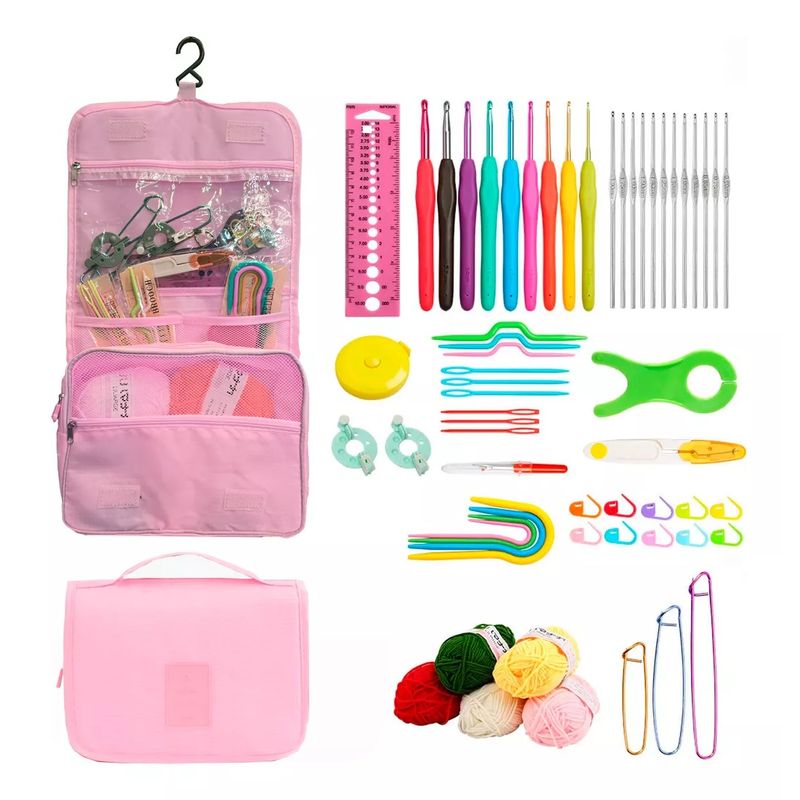 GENERICO - Set Para Tejer Crochet Lanas Y Accesorios Bolsito Exclusivos