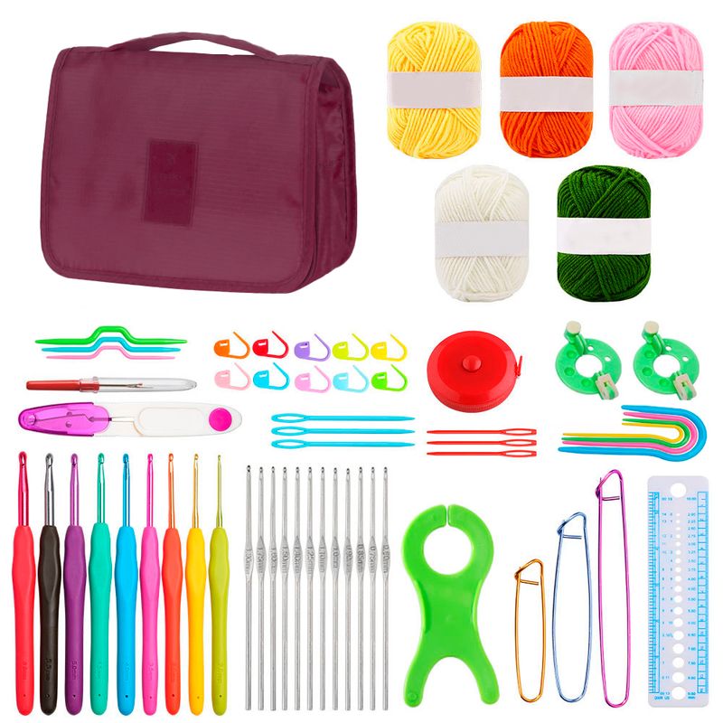 GENERICO - Set Para Tejer Crochet Lanas Y Accesorios Bolsito Exclusivos
