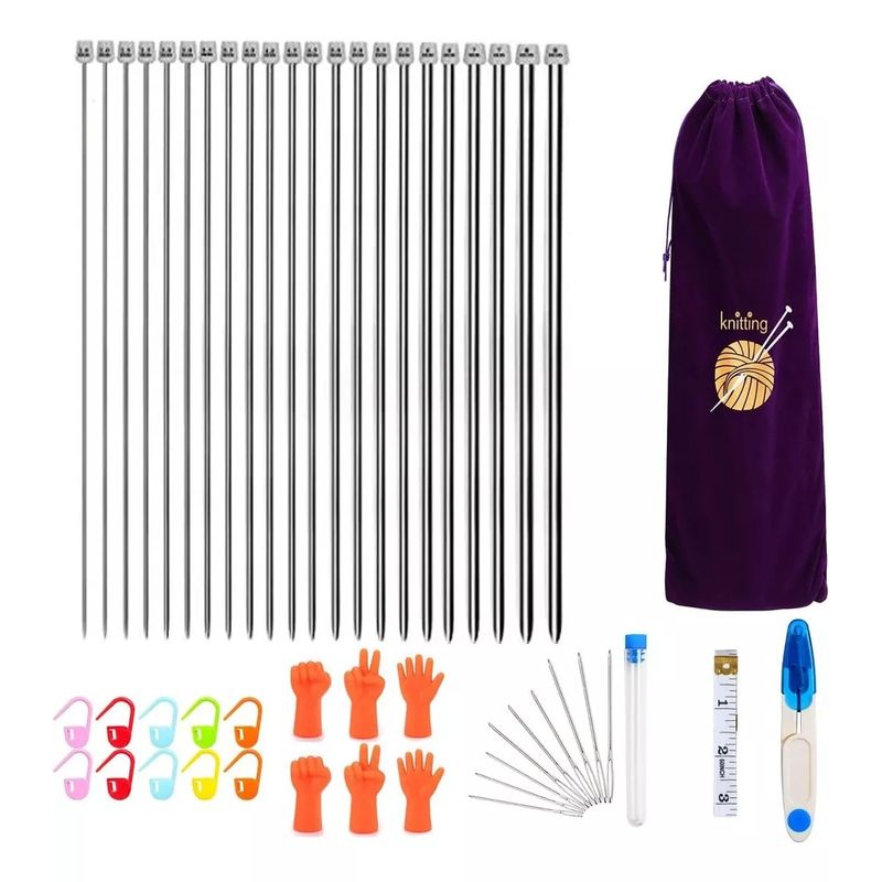 GENERICO - Set De Palillos Rectos Para Tejer Y Accesorios 51 Pzs