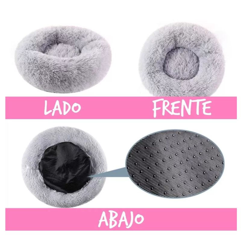 GENERICO - Cama Antiestrés Peluda Para Perros Y Gatos 60 Cm color Rosa
