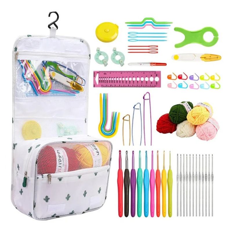GENERICO - Set De Crochet Lanas Y Accesorios Para Tejer Con Bolsito 60